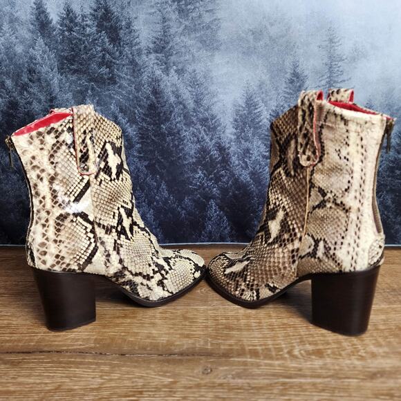 Alcala's Natural Python Pete Snakeskin Ankle Heeled Boots | Womens 9.5 - Picture 4 of 10